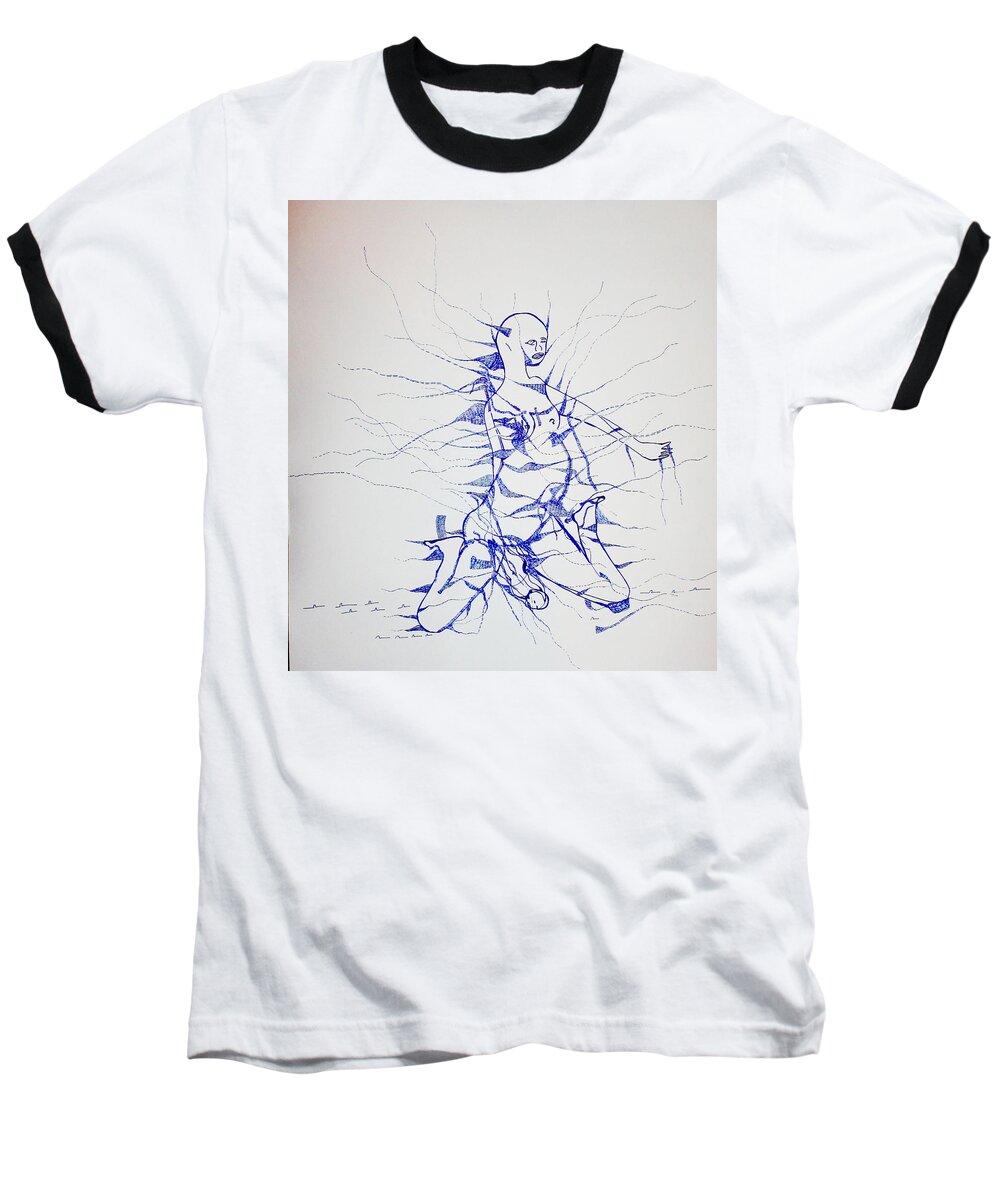 Jesus Baseball T-Shirt featuring the drawing Birth #2 by Gloria Ssali