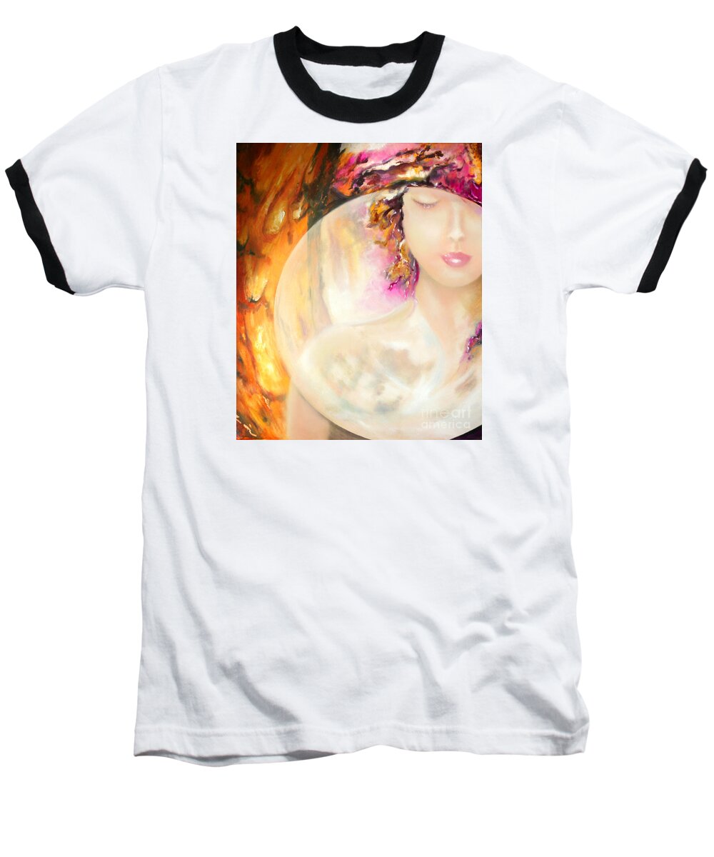 Angel Luna Baseball T-Shirt featuring the painting Angel Luna by Michael Rock