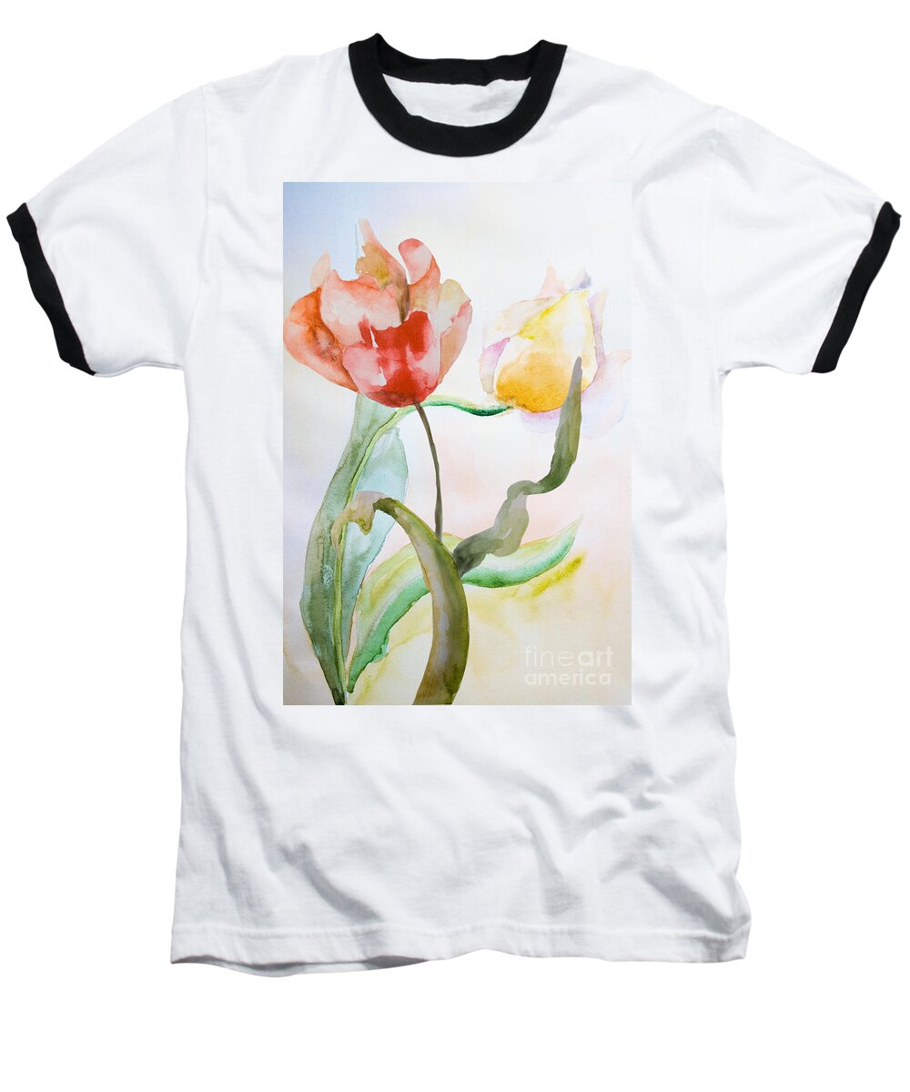 Art Baseball T-Shirt featuring the painting Beautiful tulips flowers by Regina Jershova