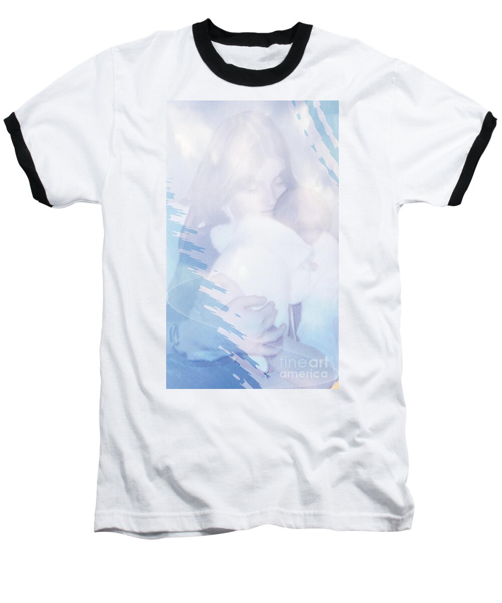 Mother And Baby Baseball T-Shirt featuring the photograph Behind the curtain by Eva-Maria Di Bella