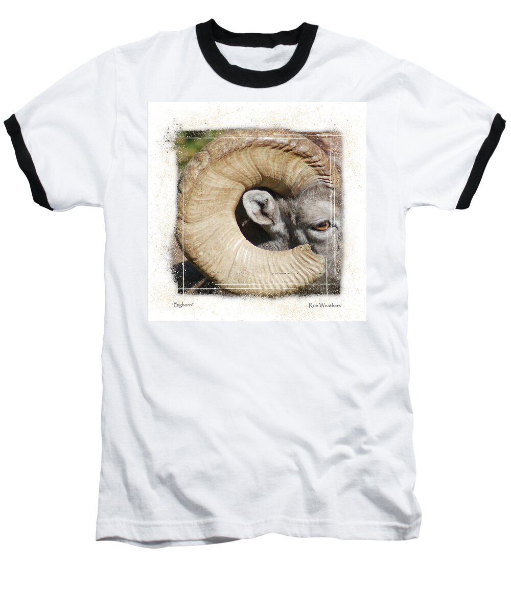 Red River Baseball T-Shirt featuring the photograph Big Horn by Ron Weathers
