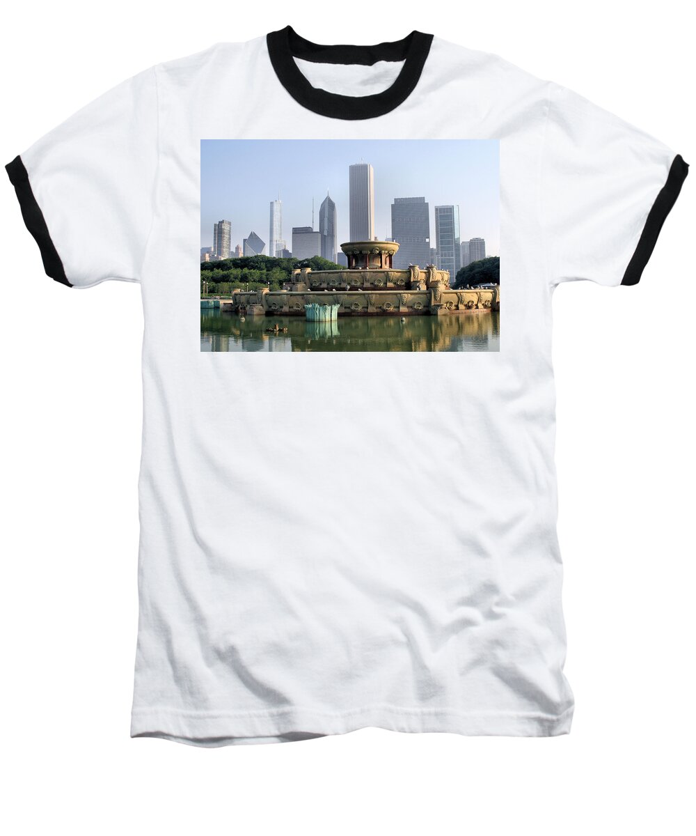 Buckingham Fountain Baseball T-Shirt featuring the photograph Buckingham Fountain - 1 by Ely Arsha