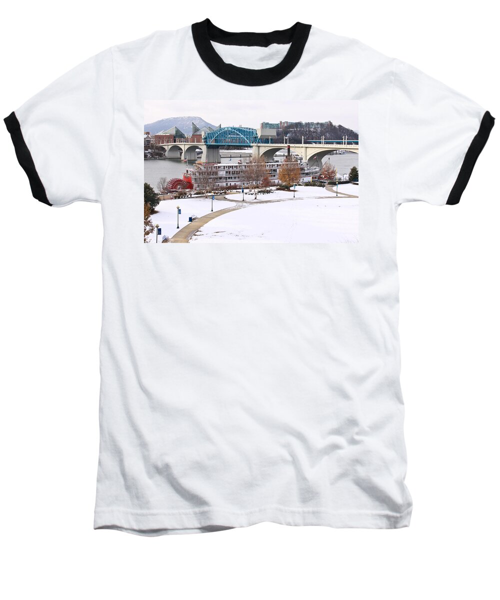 Delta Queen Baseball T-Shirt featuring the photograph Christmas Snow by Tom and Pat Cory