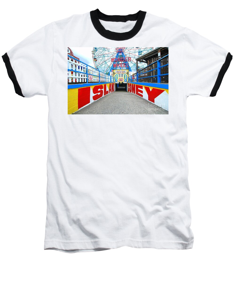 Amusement Park Baseball T-Shirt featuring the photograph Coney Island Sign by Mark Gilman