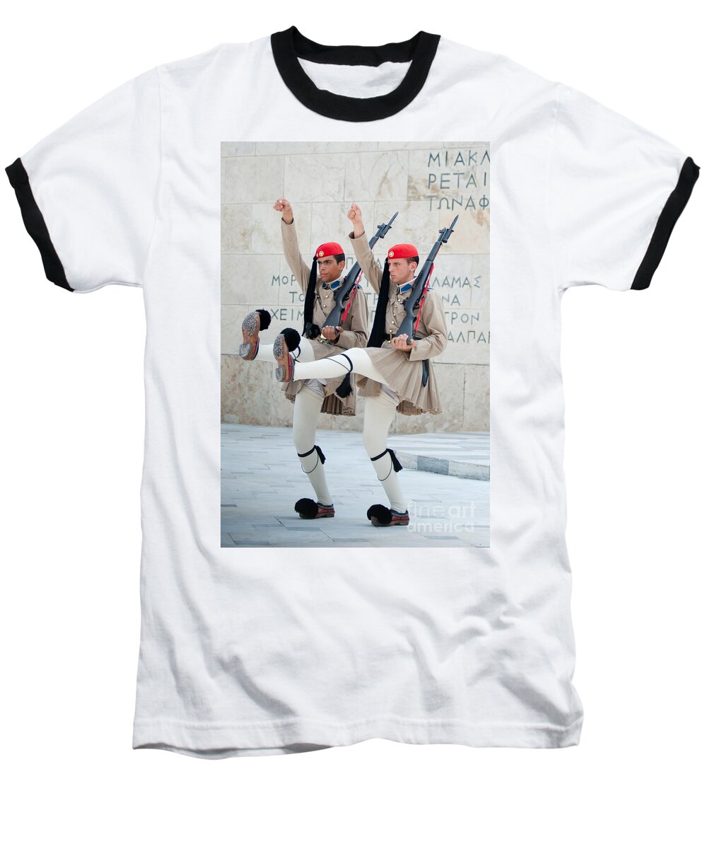 Athens Baseball T-Shirt featuring the photograph Guards parade at Syntagma square by Andrew Michael