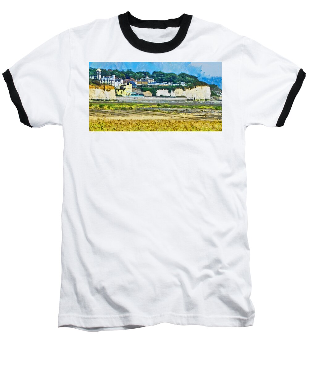 Pegwell Baseball T-Shirt featuring the digital art Pegwell Bay by Steve Taylor