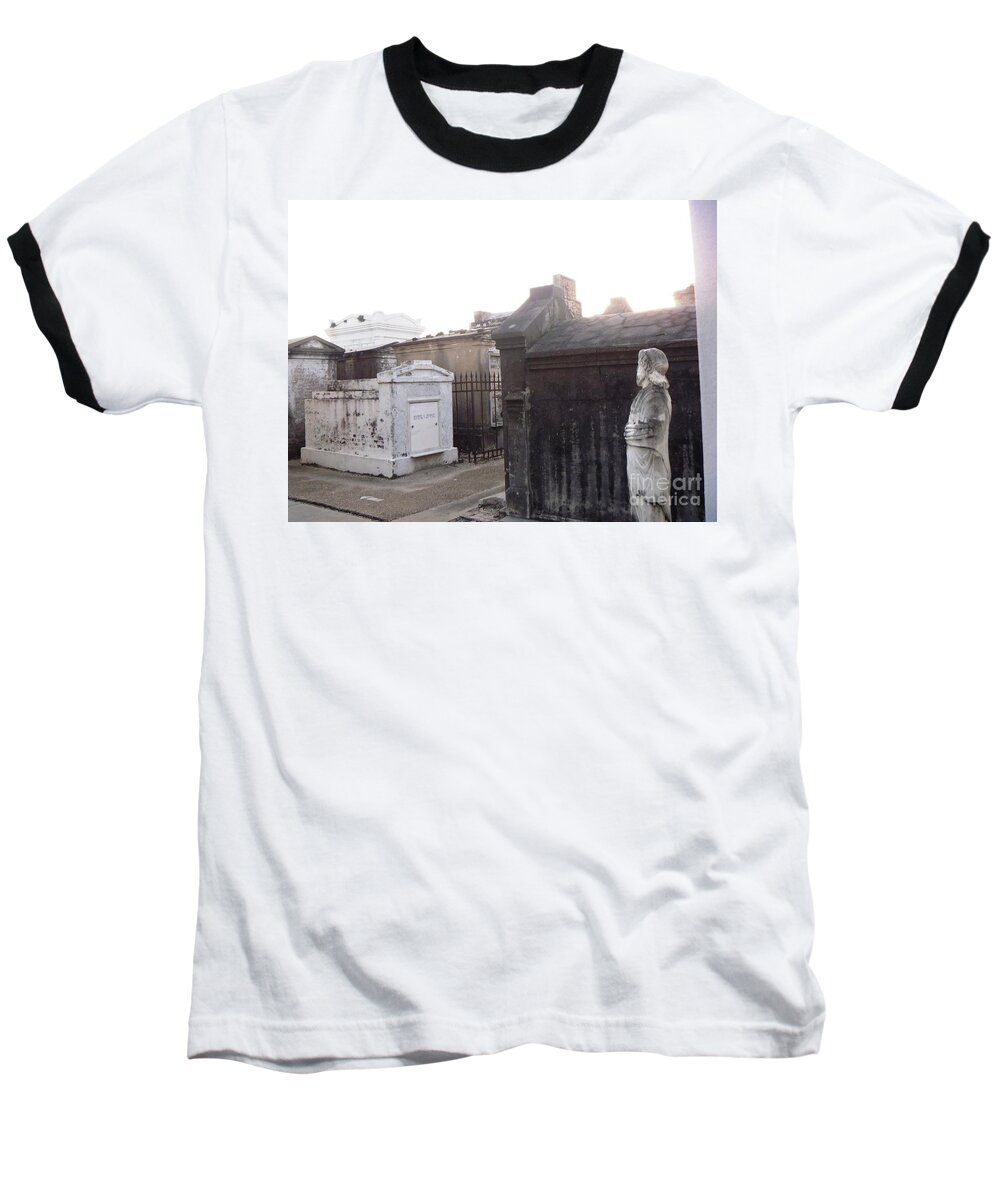 St. Loius Cemetery 1 Baseball T-Shirt featuring the photograph Standing Guard by Alys Caviness-Gober
