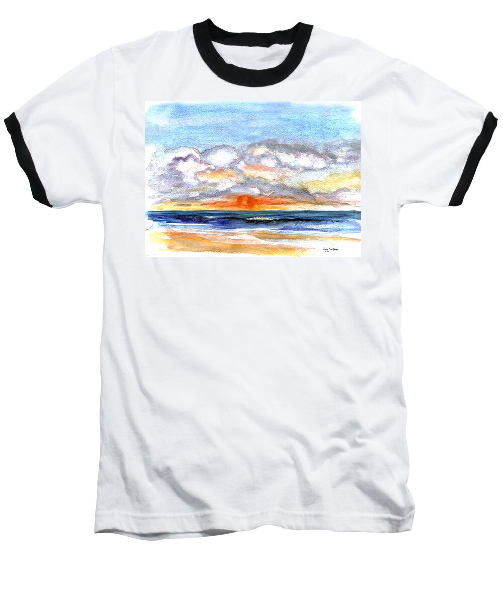 Clouds Baseball T-Shirt featuring the painting Sunset Clouds by Clara Sue Beym