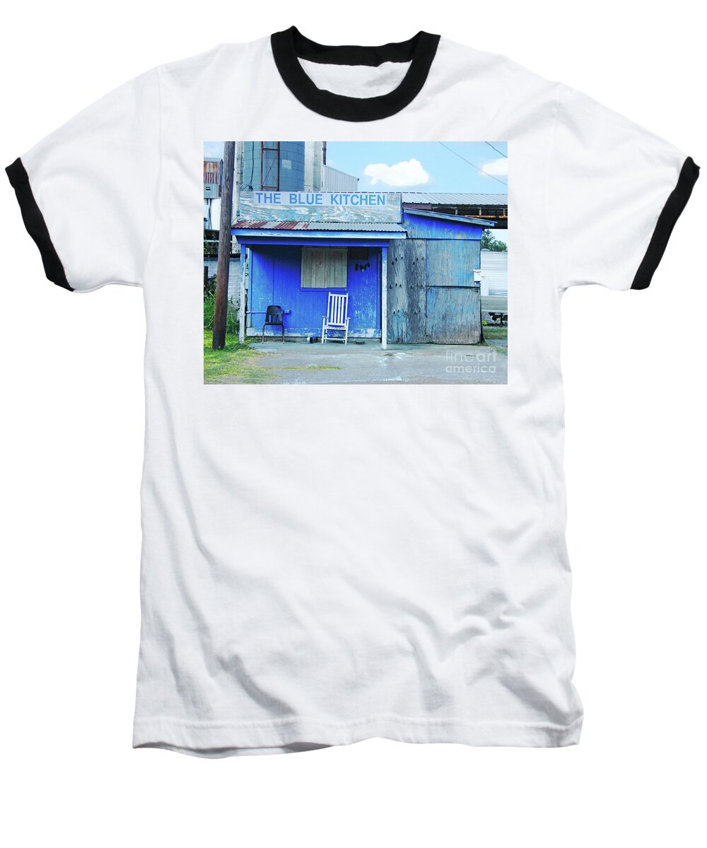 Rayne Baseball T-Shirt featuring the digital art The Blue Kitchen by Lizi Beard-Ward