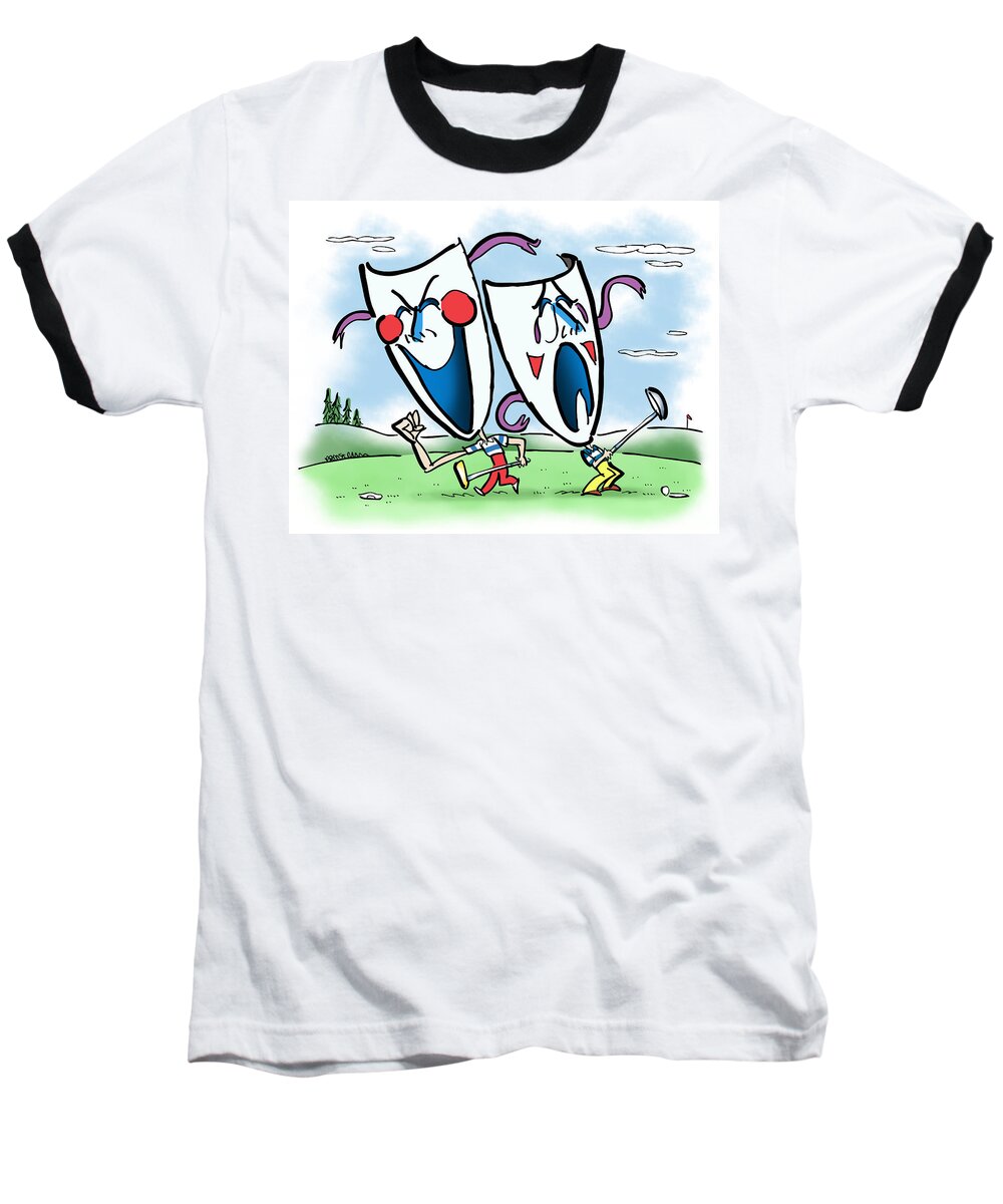 Golf Baseball T-Shirt featuring the digital art The Two Faces Of Golf by Mark Armstrong