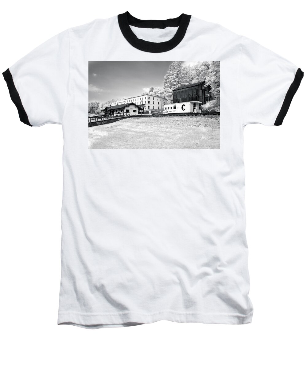 Train Depot Baseball T-Shirt featuring the photograph Train Depot by Mary Almond