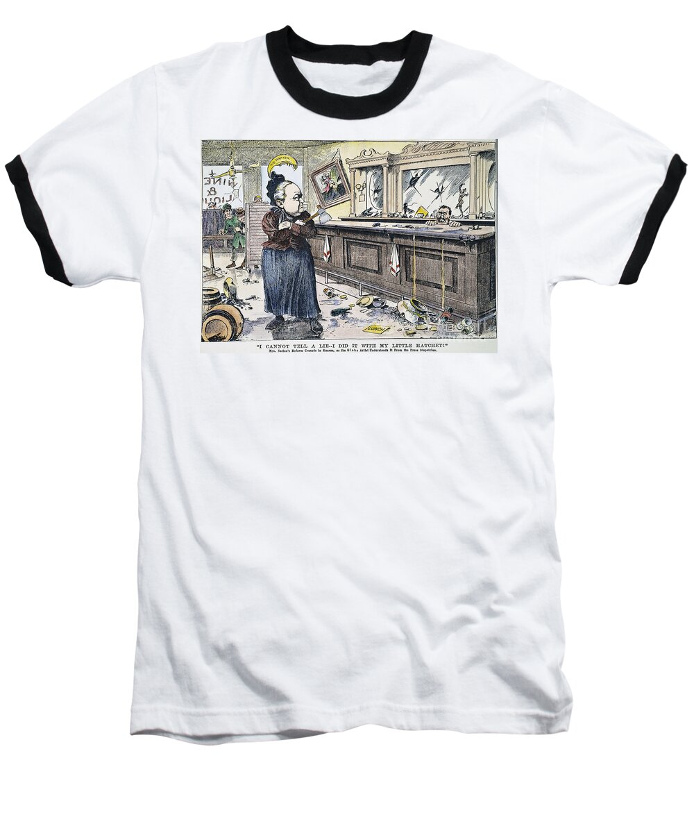 1901 Baseball T-Shirt featuring the painting Carry Nation Cartoon, 1901 #2 by Granger