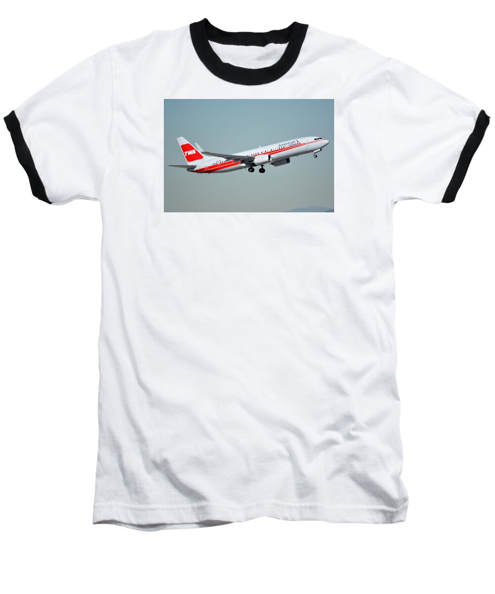 Airplane Baseball T-Shirt featuring the photograph American Boeing 737-823 N915NN Phoenix Sky Harbor January 11 2015 #1 by Brian Lockett
