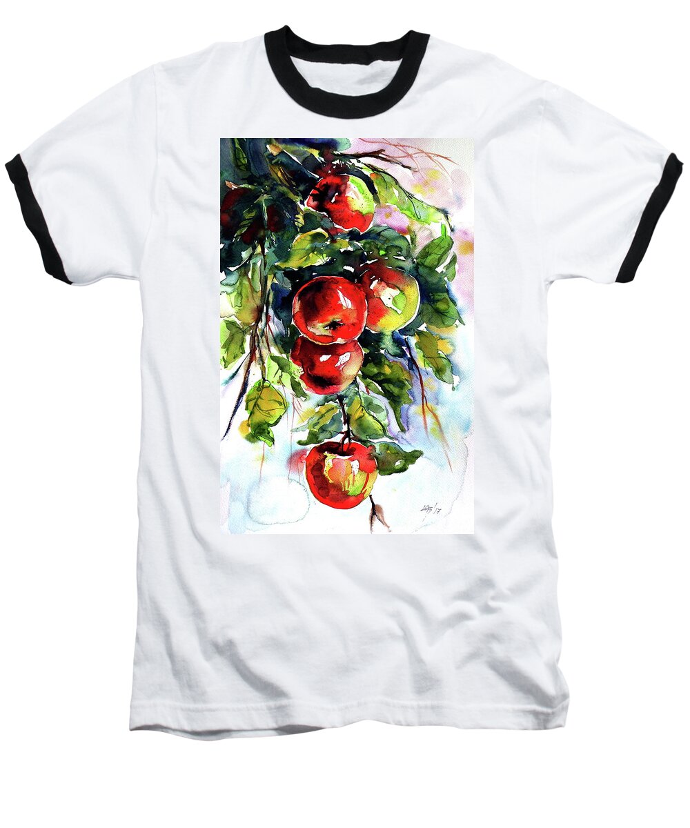 Apples Baseball T-Shirt featuring the painting Apples #1 by Kovacs Anna Brigitta