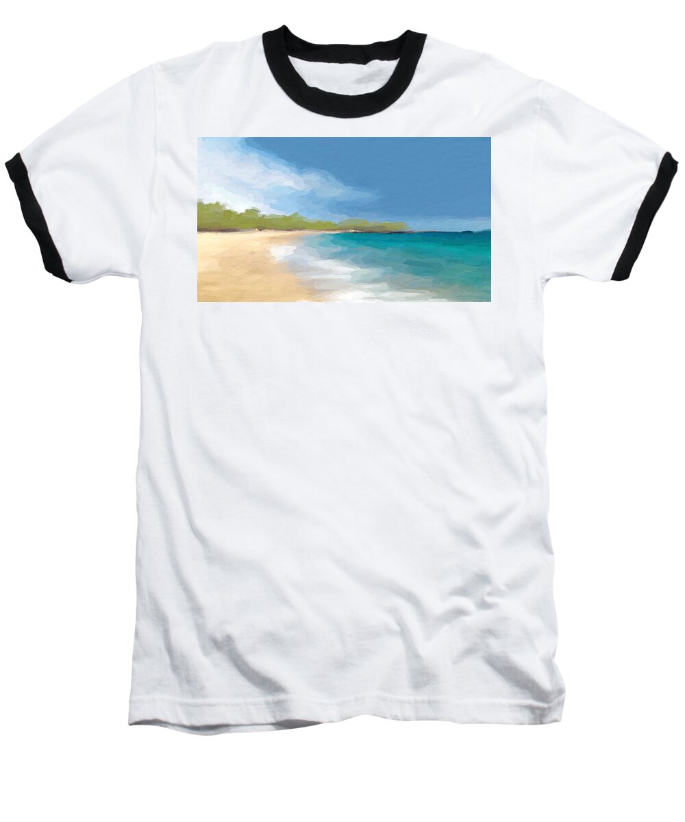 Anthony Fishburne Baseball T-Shirt featuring the mixed media Beach retreat #1 by Anthony Fishburne