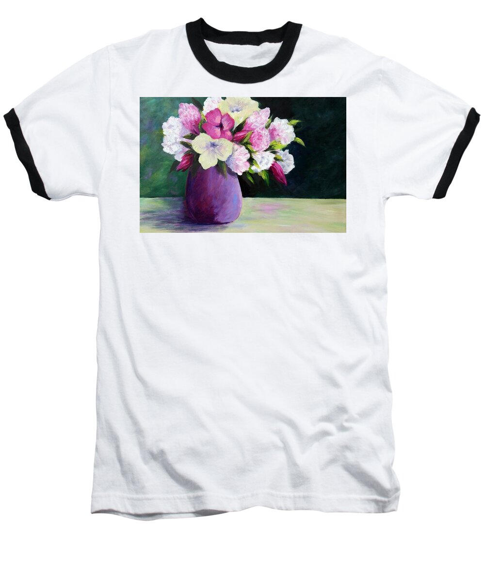 Floral Baseball T-Shirt featuring the painting Floral Delight by Rosie Sherman