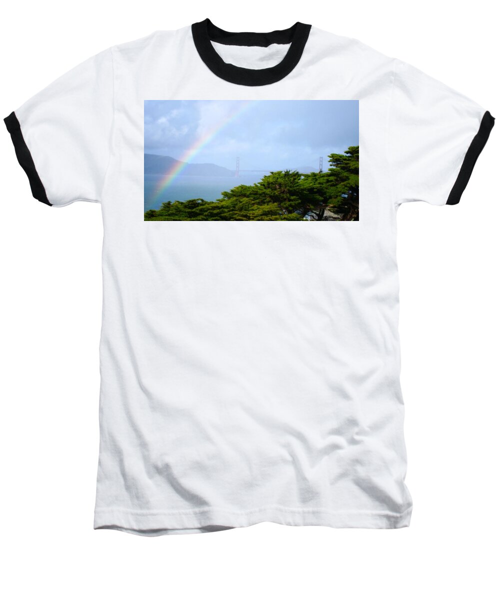 Golden Gate Bridge Baseball T-Shirt featuring the photograph Golden Gate Bridge by Rainbow by Alex King