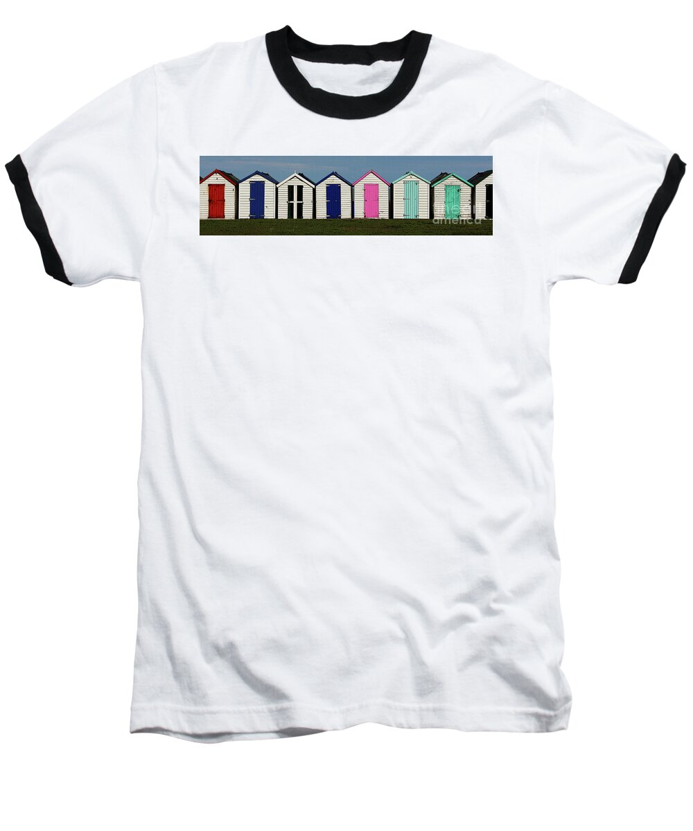 Beach Baseball T-Shirt featuring the photograph Holiday Beach Huts #1 by Tom Conway