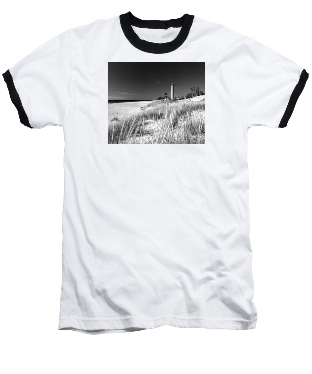 Beach Baseball T-Shirt featuring the photograph Little Sable Light Station - Film Scan #2 by Larry Carr