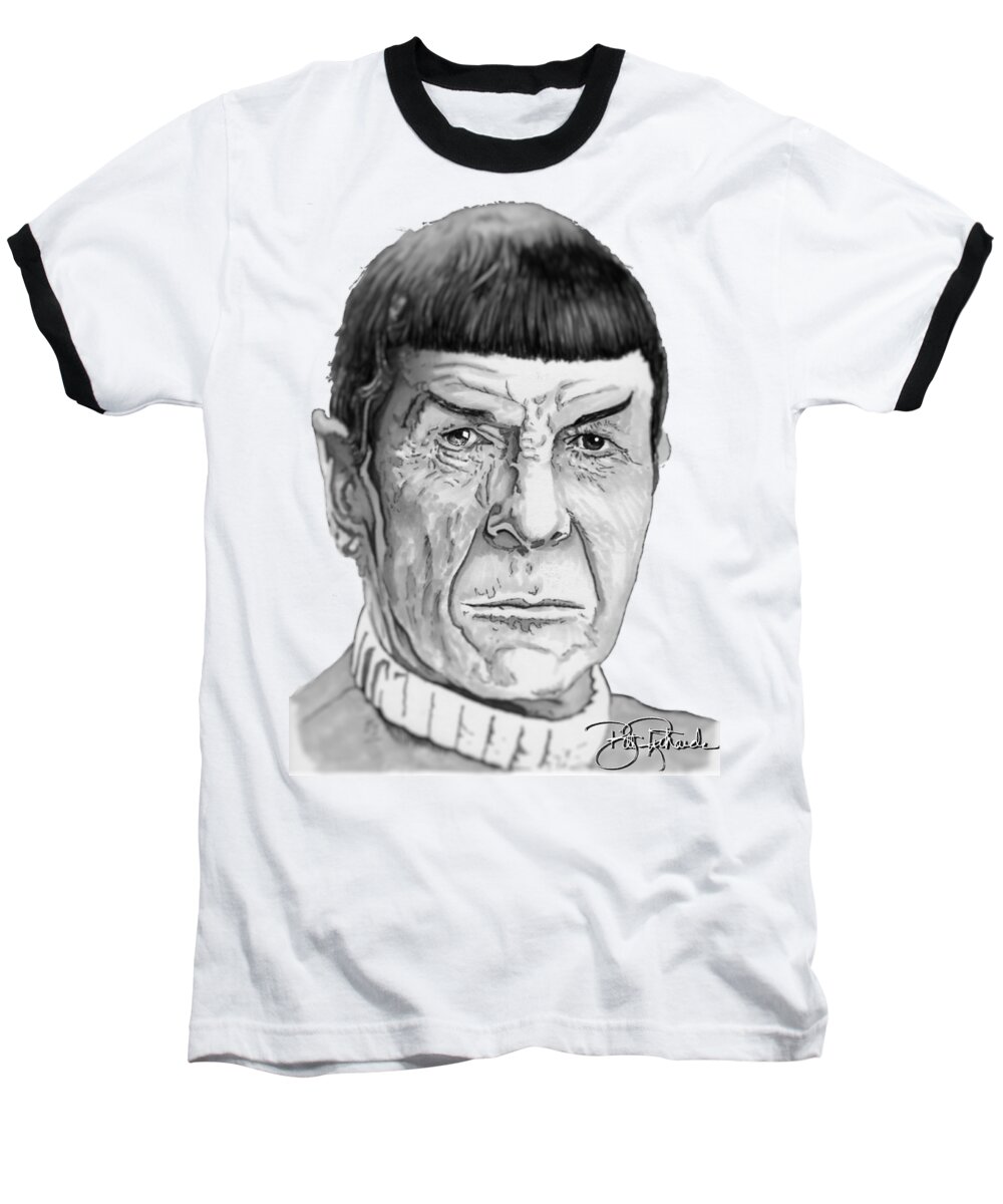 Spock Baseball T-Shirt featuring the drawing Mr Spock #1 by Bill Richards