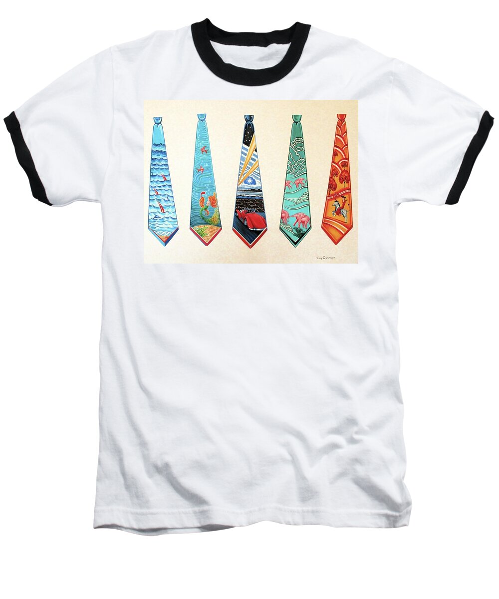 Ties Baseball T-Shirt featuring the painting Mulholland Drive #1 by Tracy Dennison