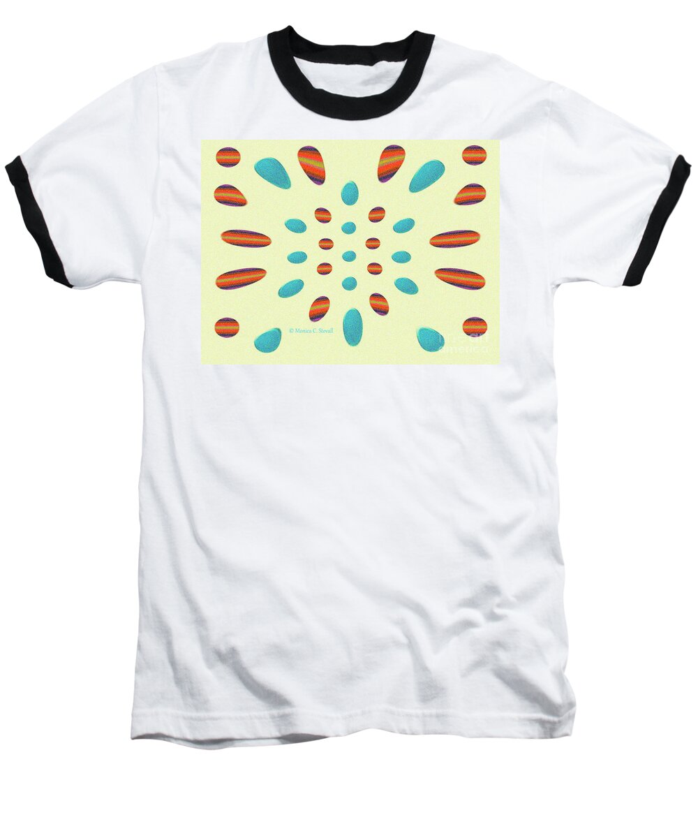 Graphic Design Baseball T-Shirt featuring the digital art Petals N Dots P7 #1 by Monica C Stovall