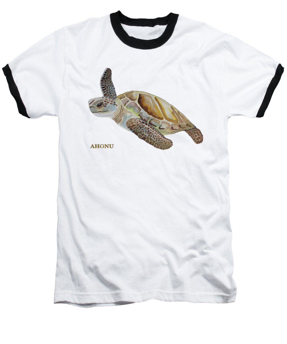 Sea Baseball T-Shirt featuring the painting Sea Turtle #1 by AHONU Aingeal Rose