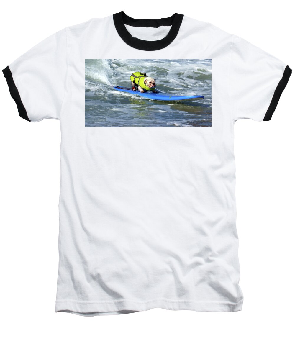 Dog Baseball T-Shirt featuring the photograph Surfing Dog #2 by Thanh Thuy Nguyen