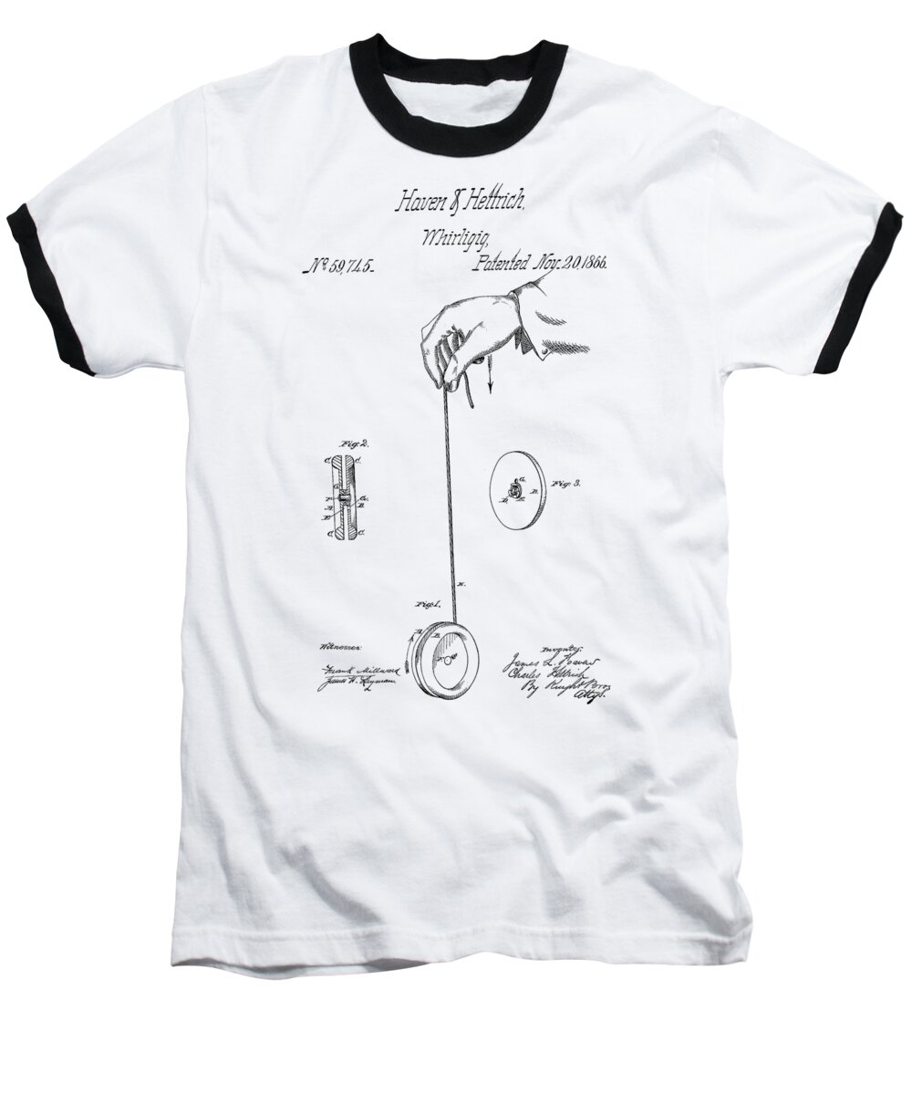 Yoyo Baseball T-Shirt featuring the photograph Vintage Yoyo Patent Drawing From 1866 #2 by Chris Smith