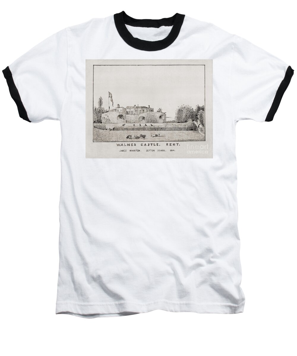 Landscape Baseball T-Shirt featuring the drawing Walmer Castle Kent #1 by Donna L Munro