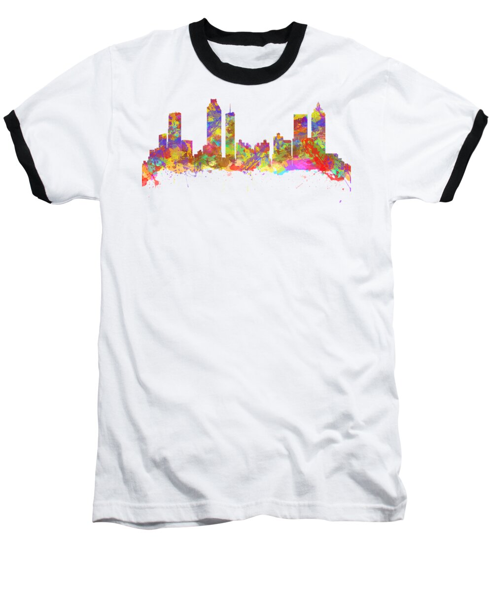 Atlanta Baseball T-Shirt featuring the photograph Watercolor art print of the skyline of Atlanta Georgia USA #1 by Chris Smith