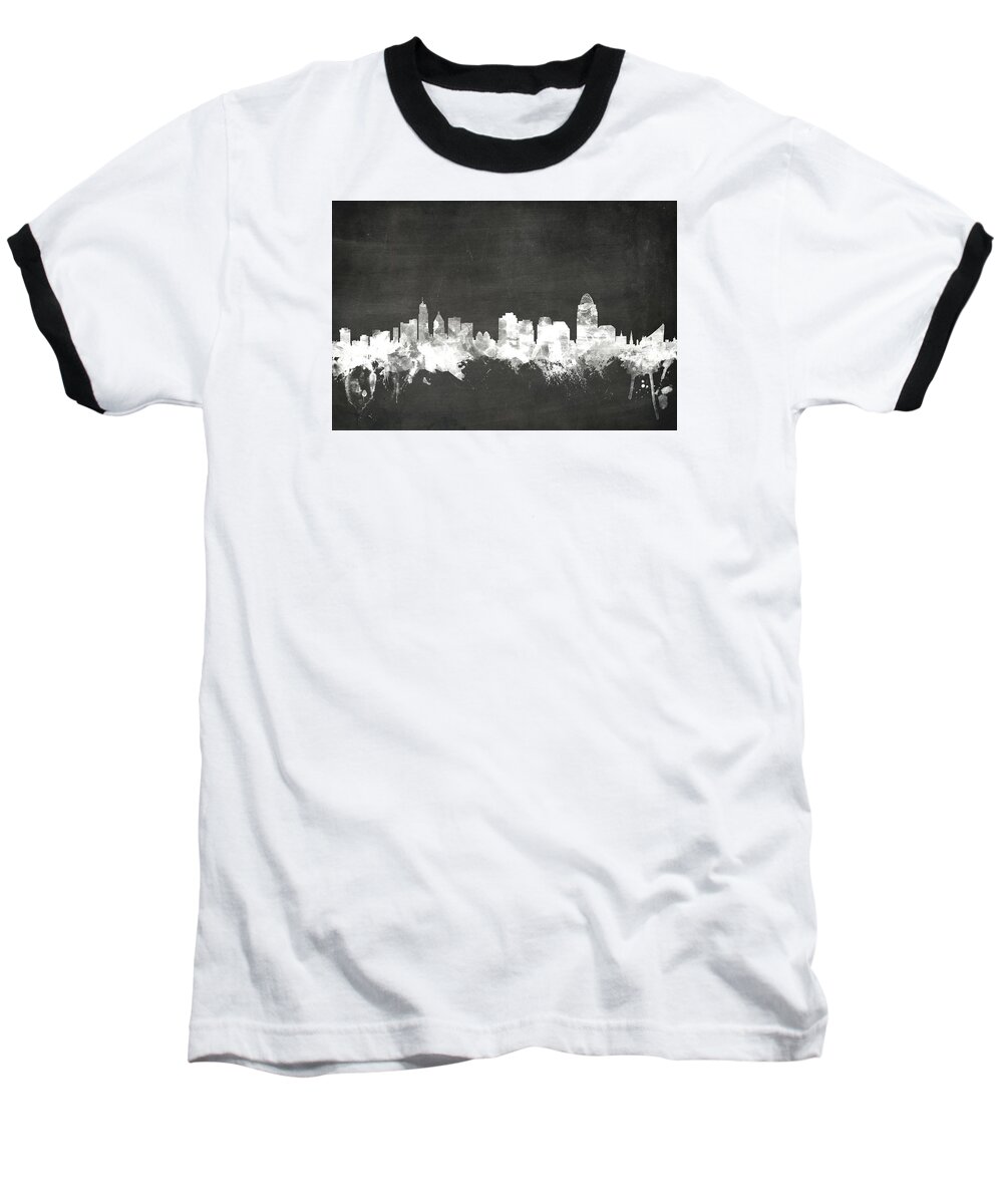 United States Baseball T-Shirt featuring the digital art Cincinnati Ohio Skyline #10 by Michael Tompsett