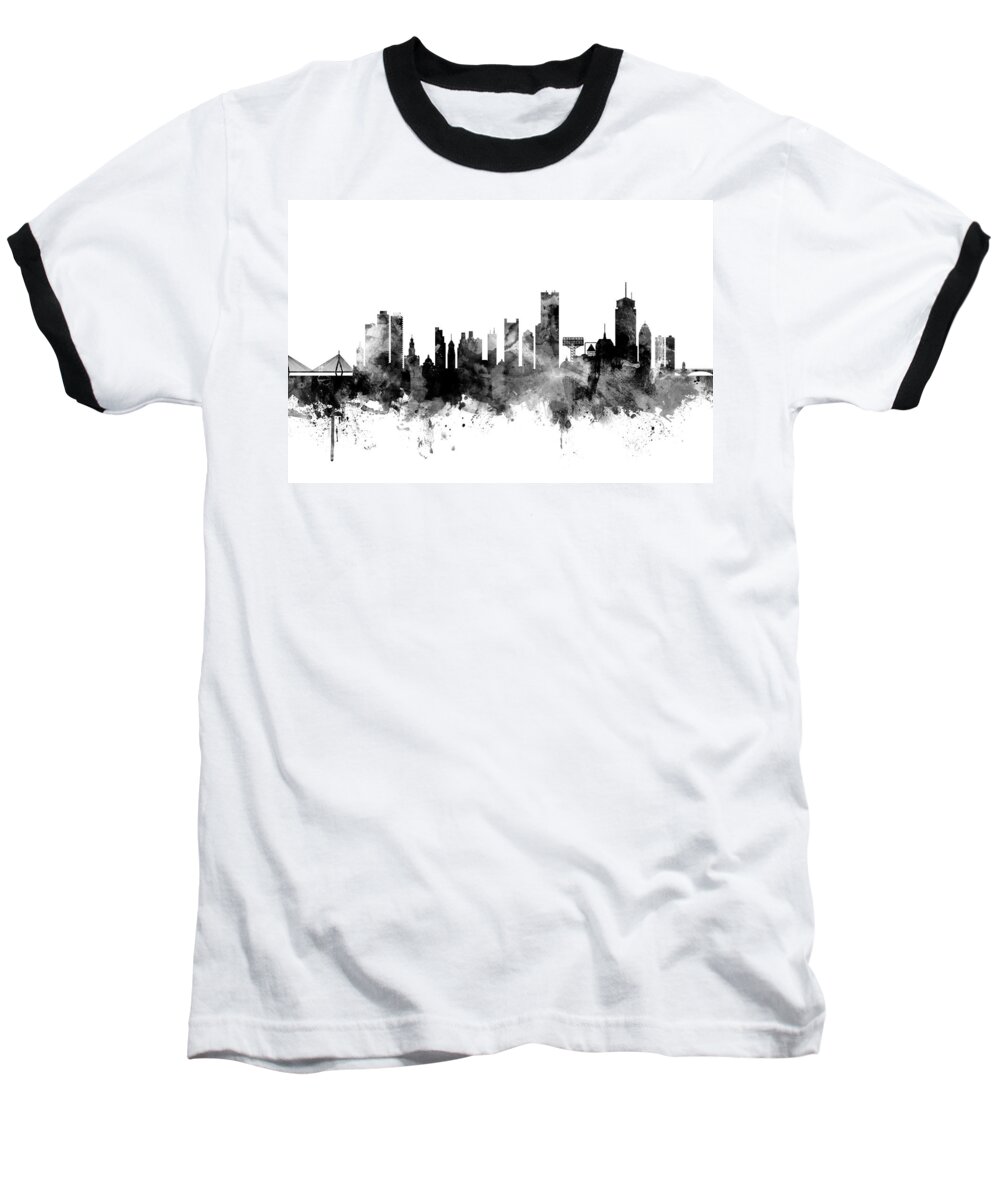United States Baseball T-Shirt featuring the digital art Boston Massachusetts Skyline #12 by Michael Tompsett