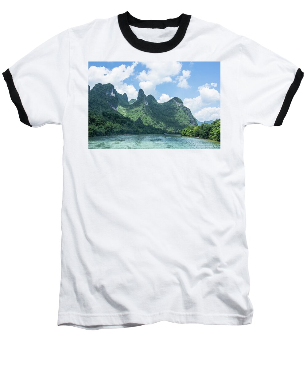 River Baseball T-Shirt featuring the photograph Lijiang River and karst mountains scenery #17 by Carl Ning