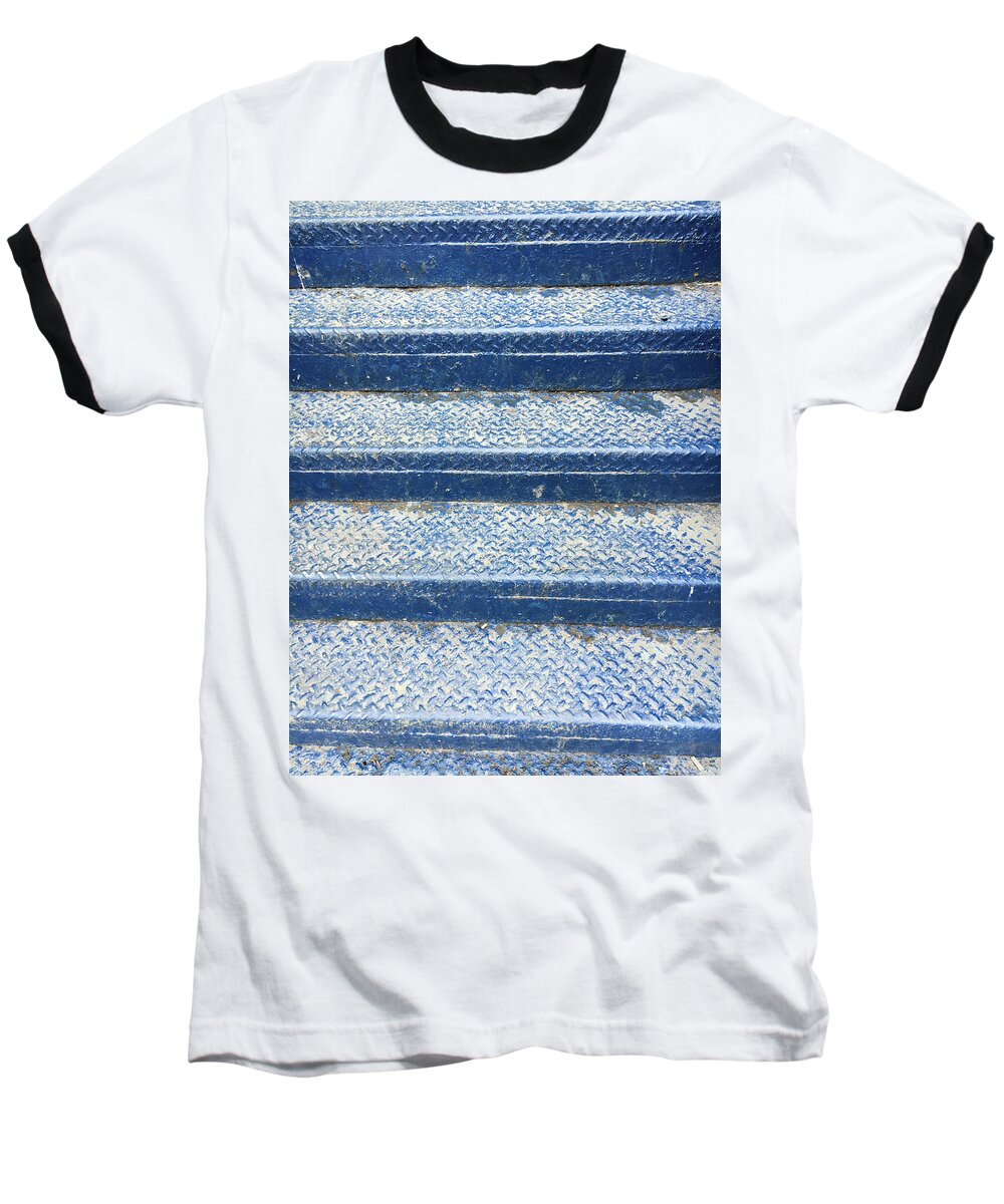 Abstract Baseball T-Shirt featuring the photograph Blue steps #2 by Tom Gowanlock