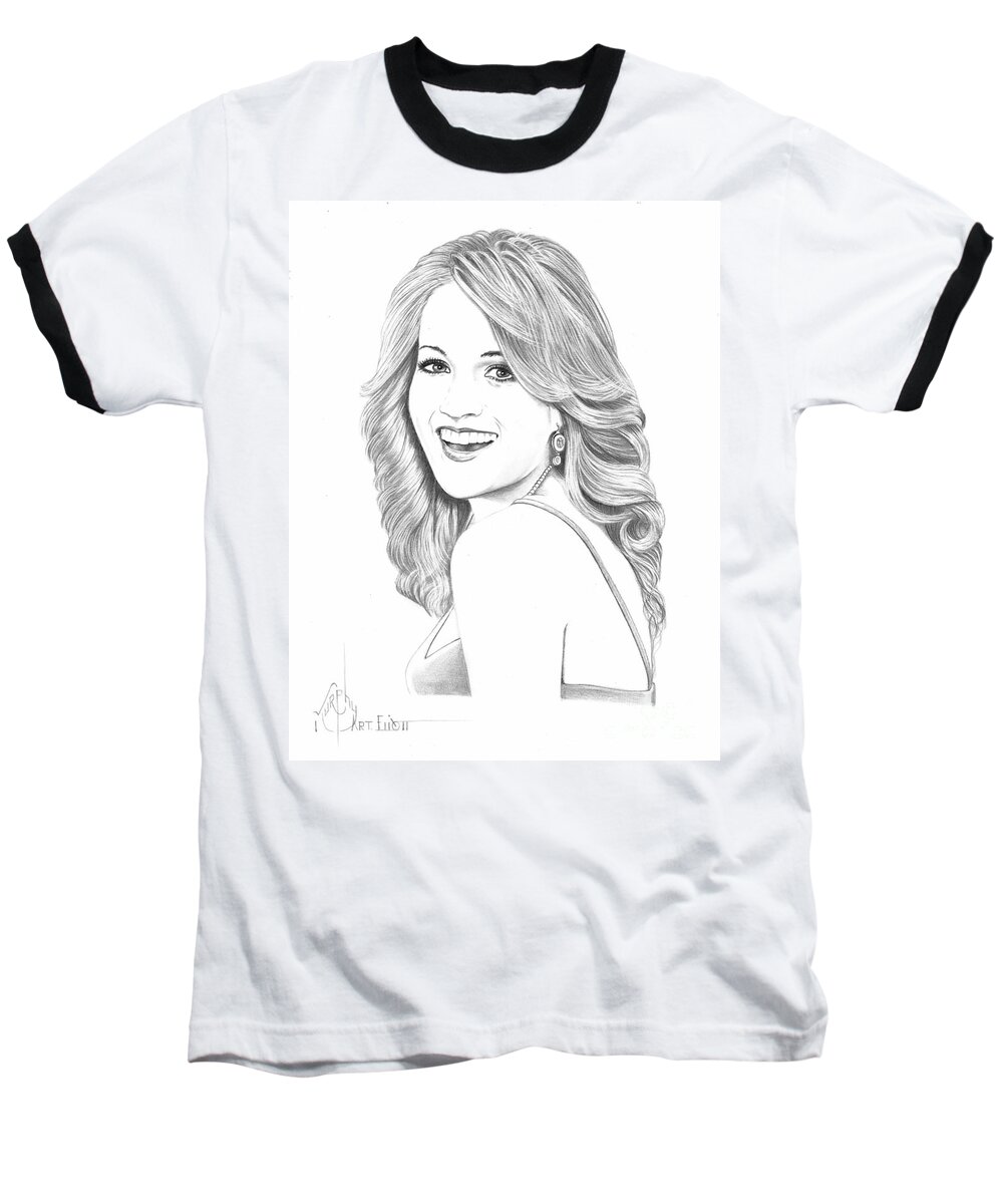 Pencil Baseball T-Shirt featuring the drawing Carrie Underwood #2 by Murphy Elliott