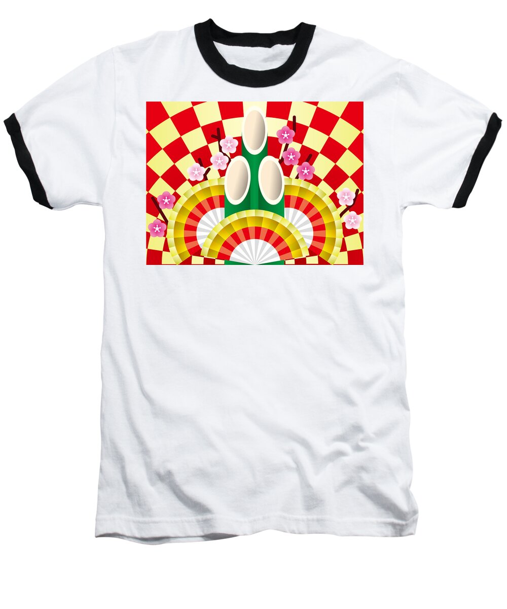  Baseball T-Shirt featuring the digital art Japanese Newyear Decoration #2 by Moto-hal
