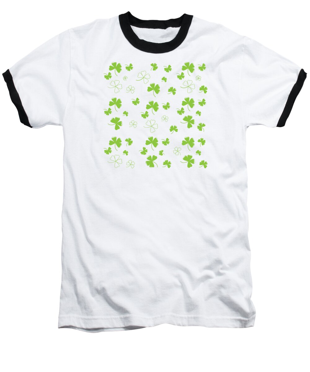 4 Leaf Clover Baseball T-Shirt featuring the digital art St. Patrick's Four Leaf Clover Background #2 by Serena King