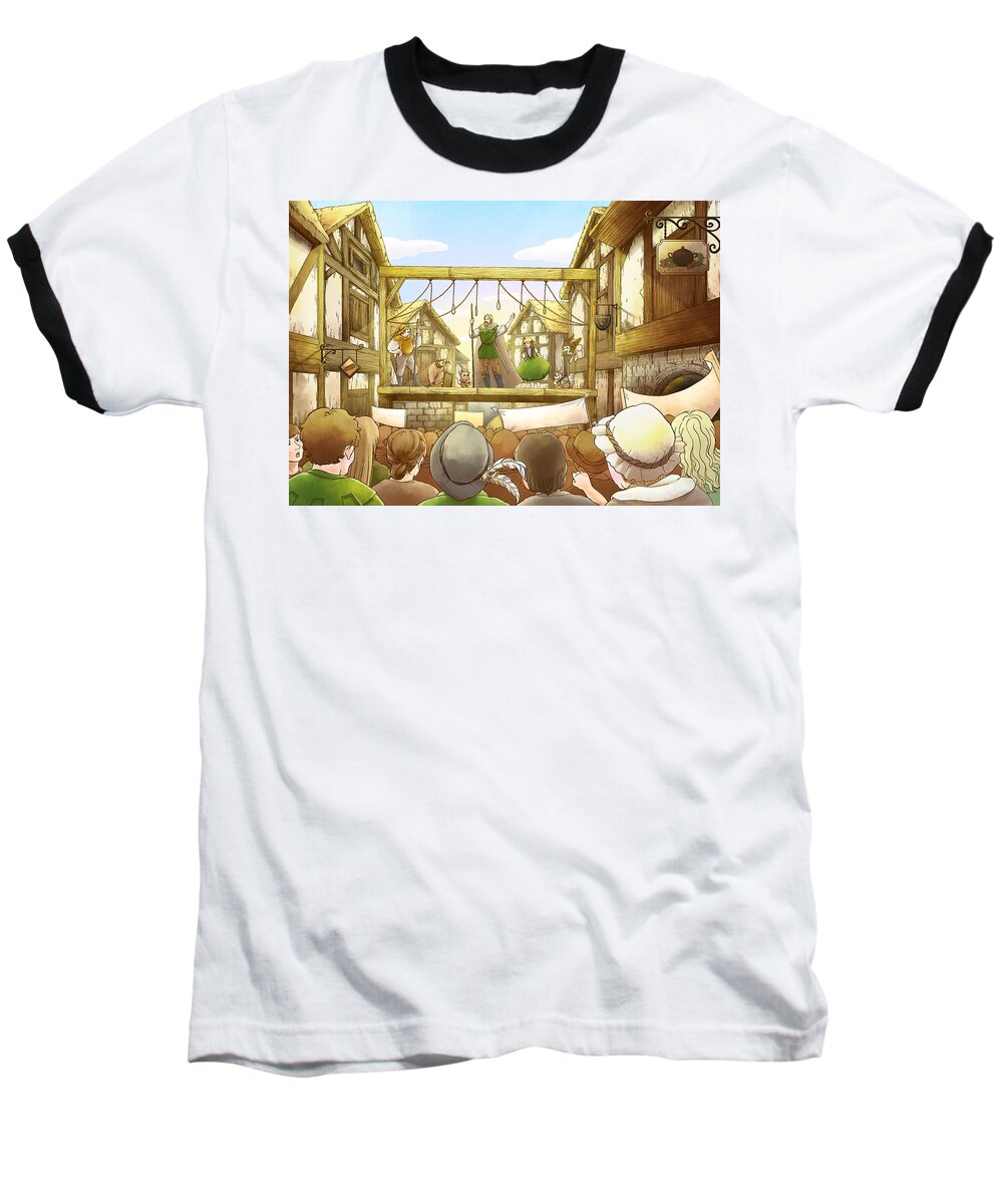 Robin Hood Baseball T-Shirt featuring the painting The Army of God captures London #2 by Reynold Jay