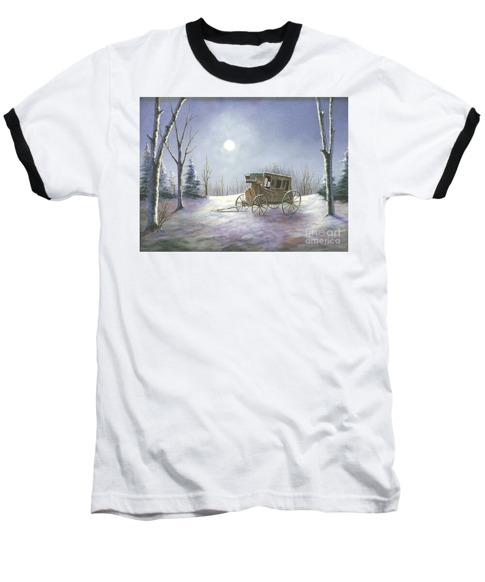 Landscape Baseball T-Shirt featuring the painting The Past by Jerry Walker