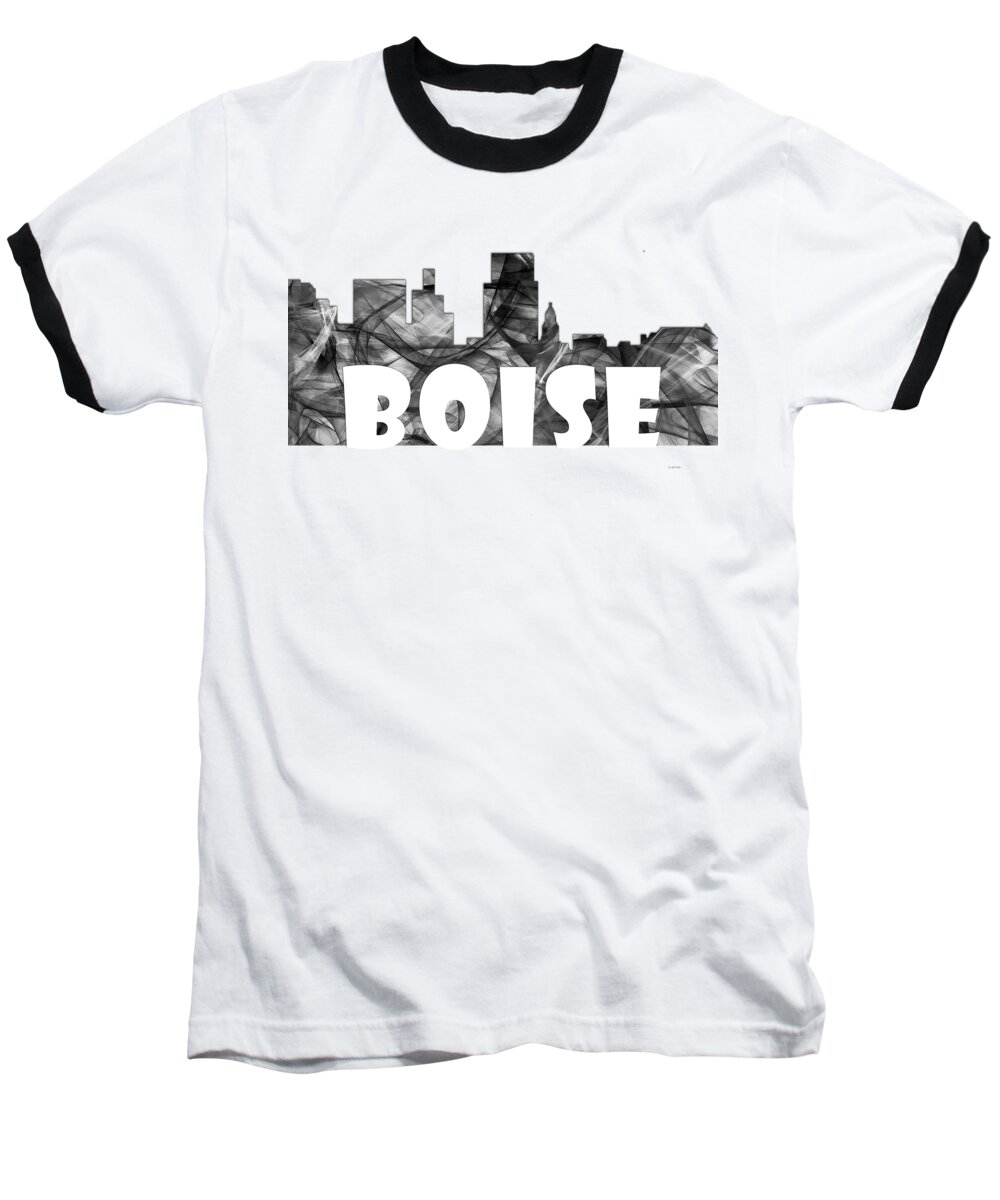 Boise Idaho Skyline Baseball T-Shirt featuring the digital art Boise Idaho Skyline #3 by Marlene Watson