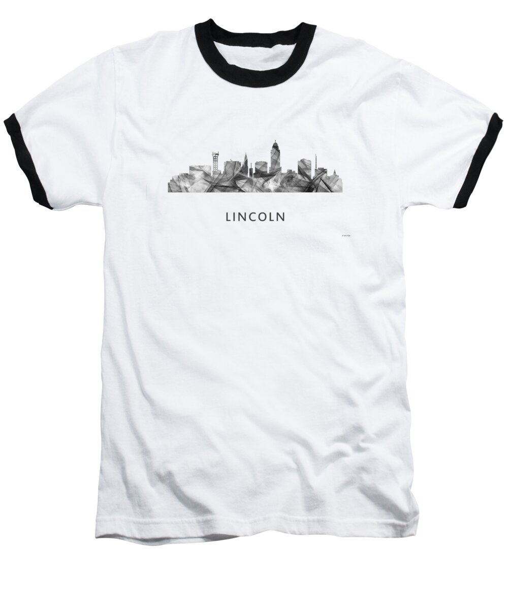 Lincoln Nebraska Skyline Baseball T-Shirt featuring the digital art Lincoln Nebraska Skyline #3 by Marlene Watson