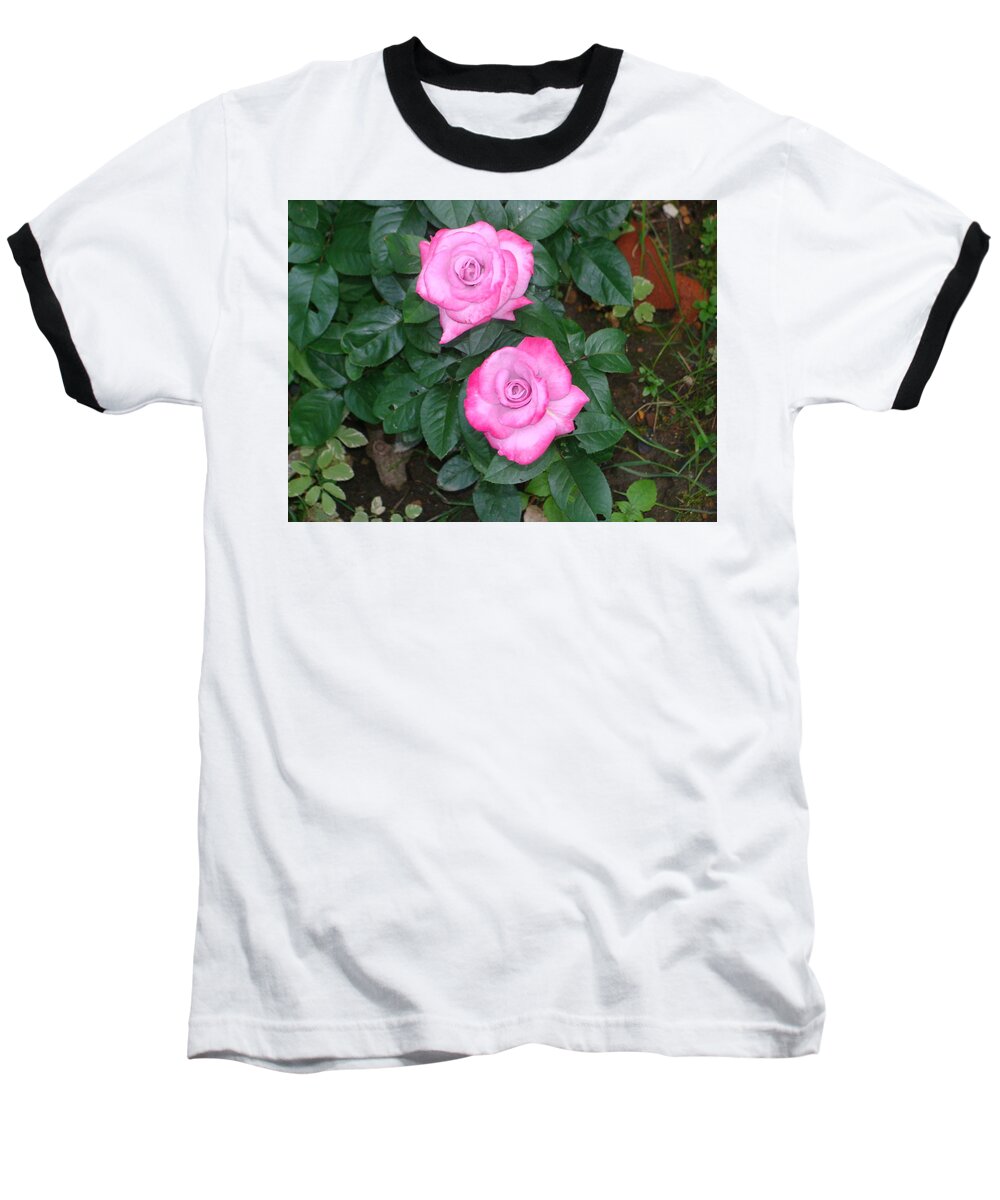 Pink Baseball T-Shirt featuring the mixed media Paradise Rose by Anthony Seeker