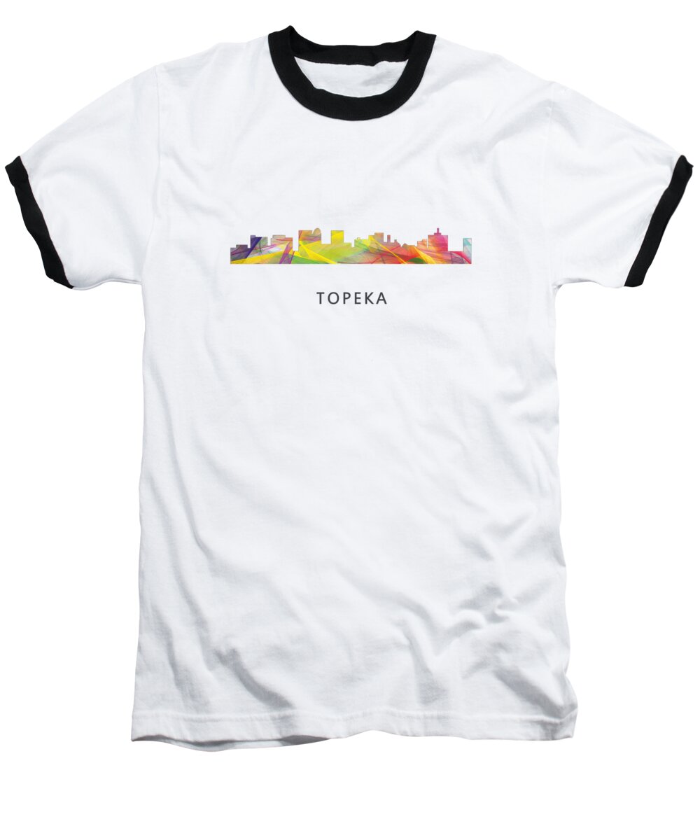 Topeka Kansas Skyline Baseball T-Shirt featuring the digital art Topeka Kansas Skyline #4 by Marlene Watson