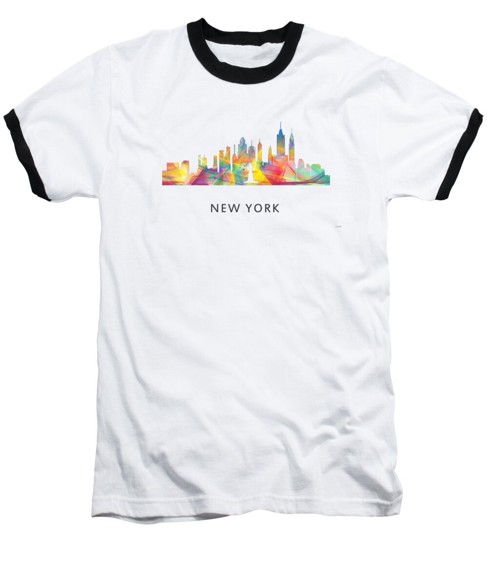 New York Skyline Baseball T-Shirt featuring the digital art New York Skyline #5 by Marlene Watson