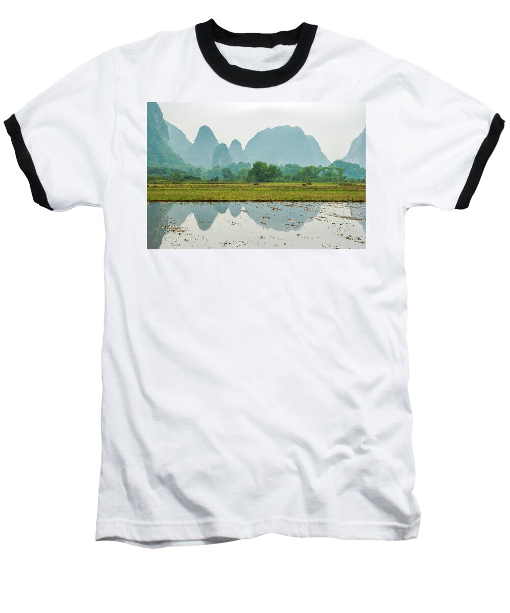 The Beautiful Karst Rural Scenery In Spring Baseball T-Shirt featuring the photograph Karst rural scenery in spring #51 by Carl Ning
