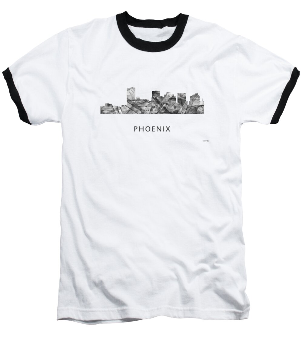 Phoenix Arizona Skyline Baseball T-Shirt featuring the digital art Phoenix Arizona Skyline #7 by Marlene Watson