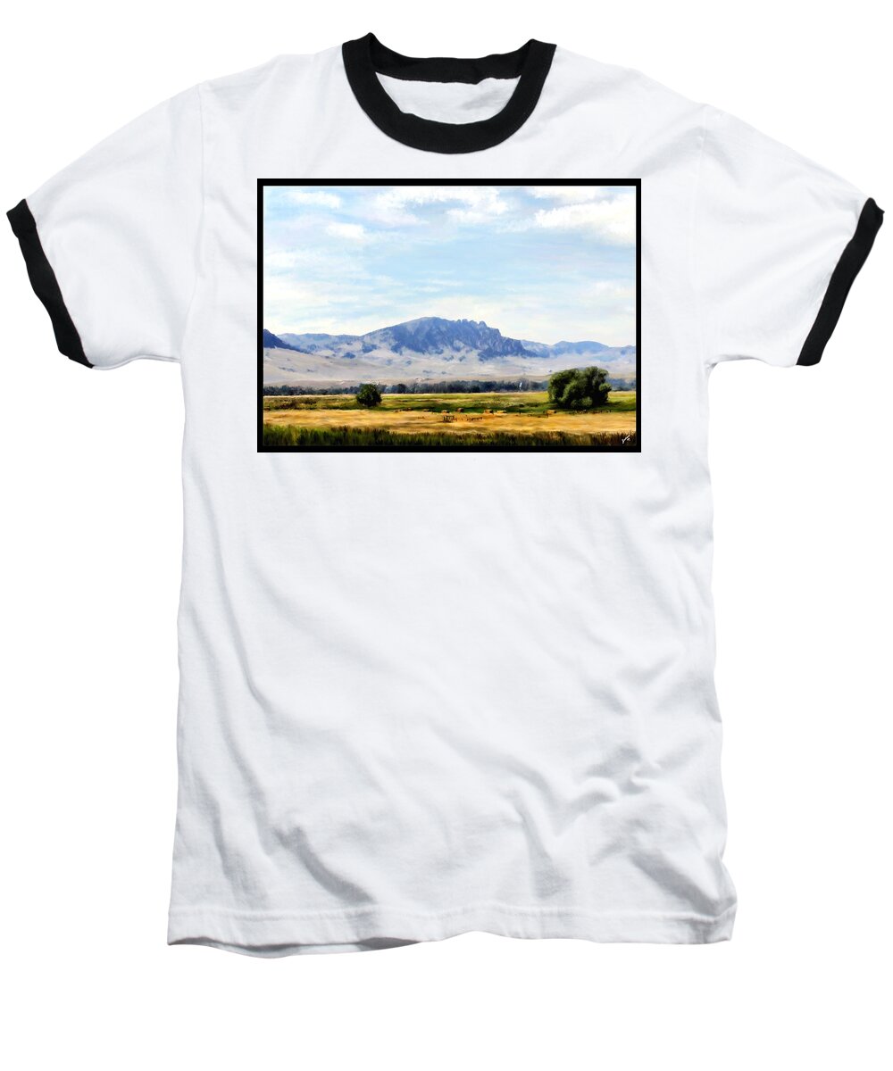 Digital Art Baseball T-Shirt featuring the painting A Sleeping Giant by Susan Kinney