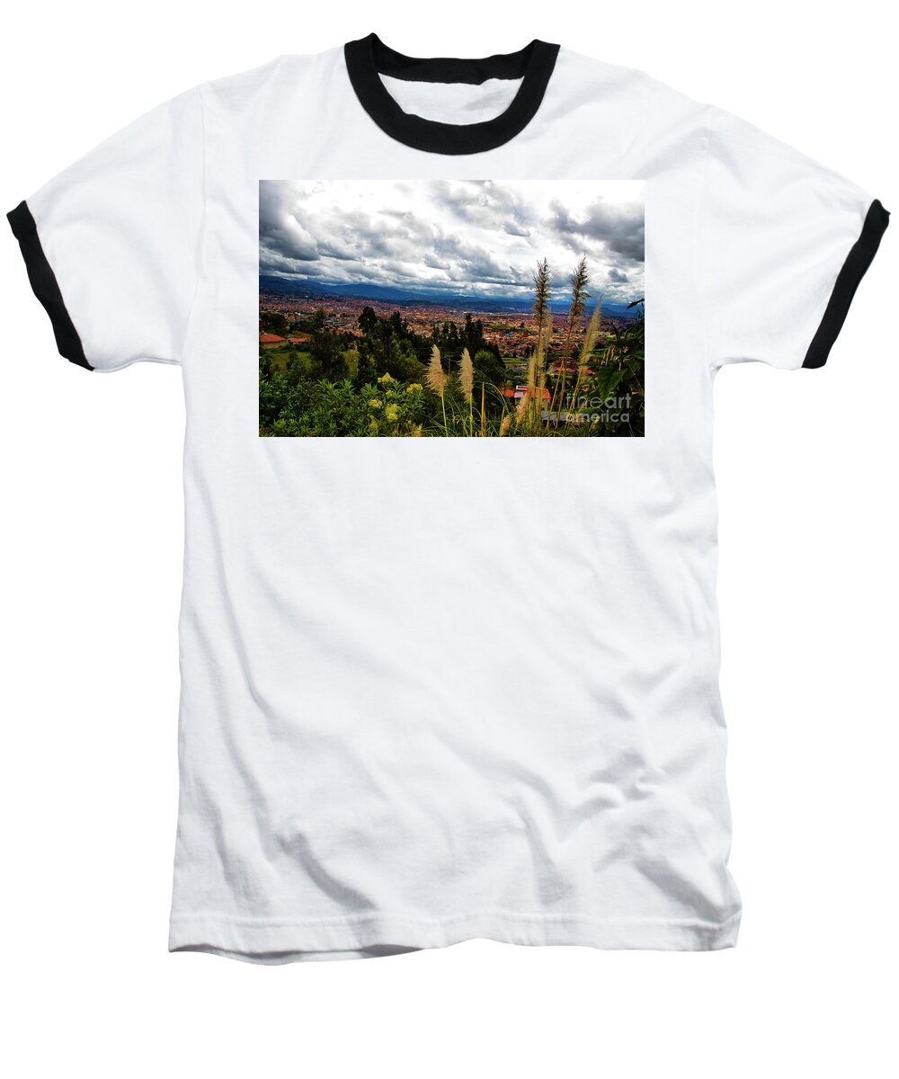 View Baseball T-Shirt featuring the photograph A Vista Of Cuenca From The Autopista by Al Bourassa