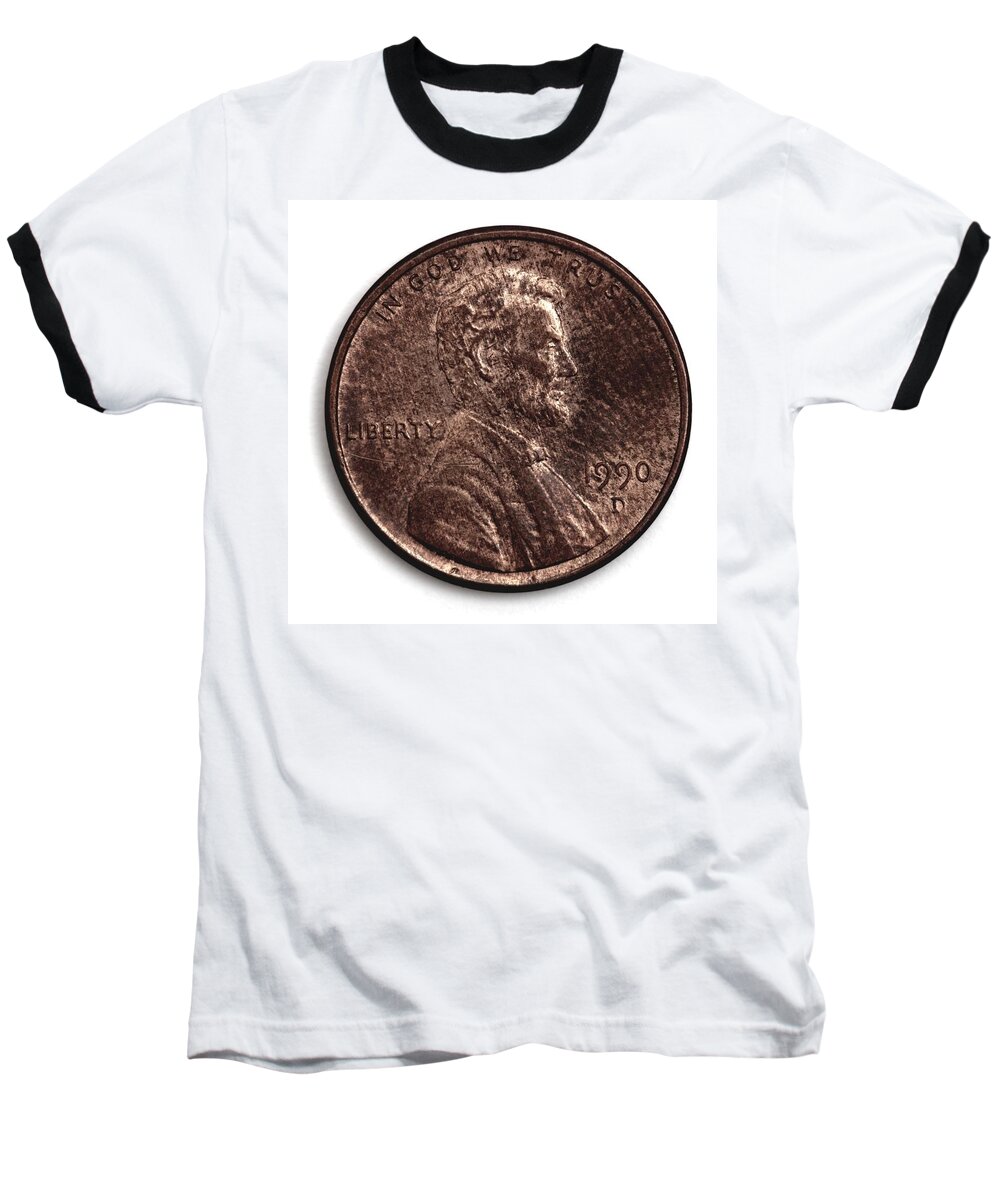 Abraham Lincoln Penny Cent Coin Baseball T-Shirt featuring the photograph Abe by Ian Sanders